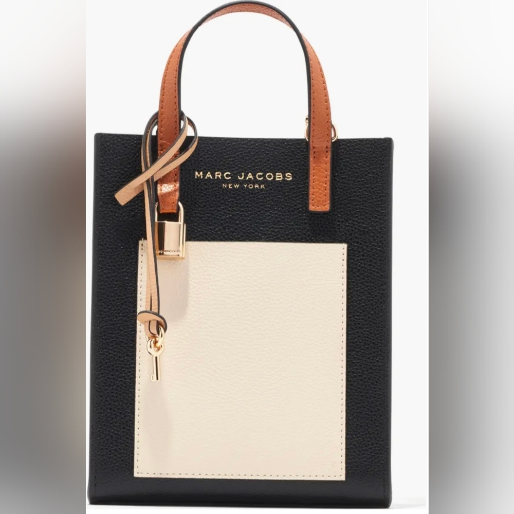 Marc Jacobs Black and Cream Micro Tote Bag